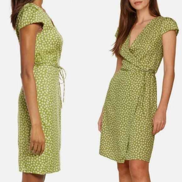 Reformation Zena Green Jessie Wrap Dress Medium - Picture 4 of 5